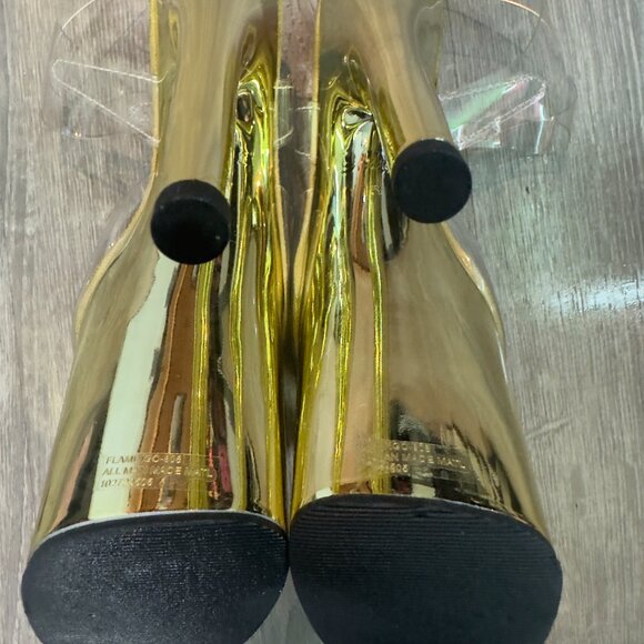 Pleaser Flamingo-808 Clear/Gold Heels — Size 8 👑💛 - Picture 3 of 6